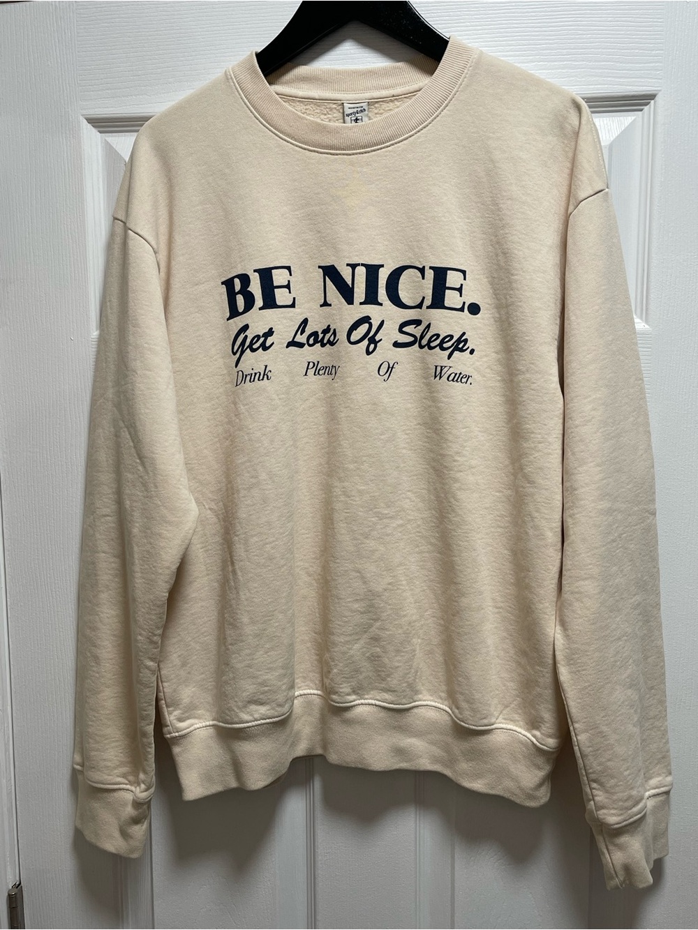 SPORTY & RICH Be Nice Cream Crewneck Sweatshirt Upper East Side Drop SMALL NWT